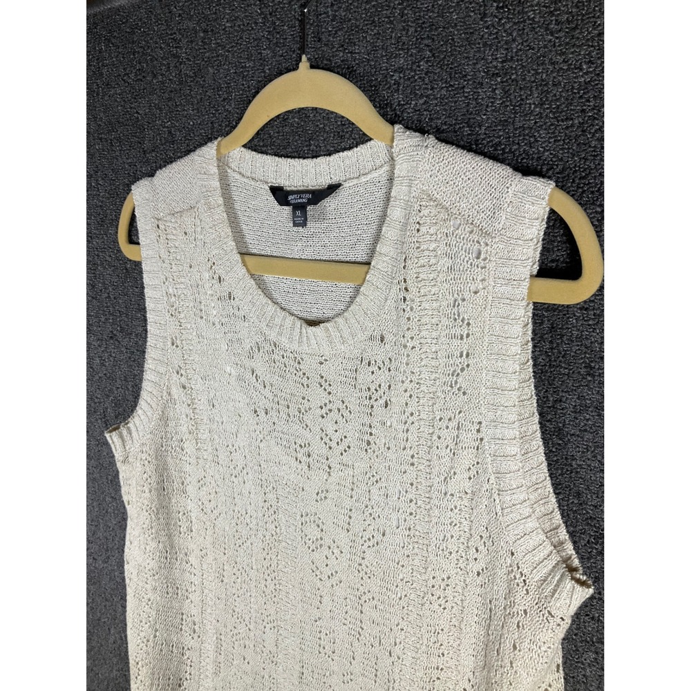 Simply Vera Vera Wang Cream Pointelle Knit Layered Sleeveless Sweater Top XL